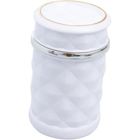 1 Portavasos portátil para coche con tapa, cilindro con luz LED azul, mini bote de basura para la mayoría de portavasos, color blanco (1/3)