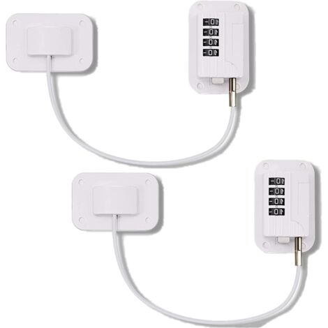 Paquete de 2 cerraduras de seguridad para refrigerador con código de 4 dígitos, cerradura de combinación para niños, cerraduras de seguridad para armarios, alacenas y congeladores. (1/5)