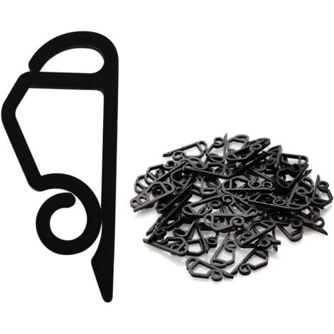 Clips para canaletas de luces navideñas, ganchos de plástico resistentes para decoraciones navideñas al aire libre, color negro (1/5)