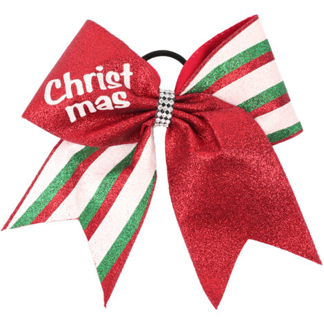 1 lazo navideño con purpurina para el pelo, lazo grande de Papá Noel, accesorios para el pelo de animadora, pinzas para el pelo para mujer, regalo de Navidad, cumpleaños, fiesta deportiva. (1/4)