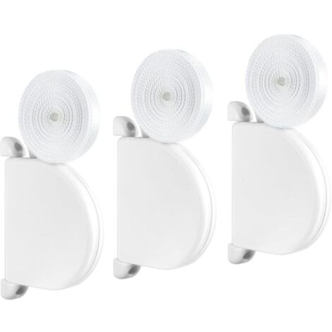 3 enrolladores de correa para persianas enrollables, distancia entre orificios para tornillos de 145 mm, sistema mini, incluye correa de 14 mm x 5 m, blanco (1/5)