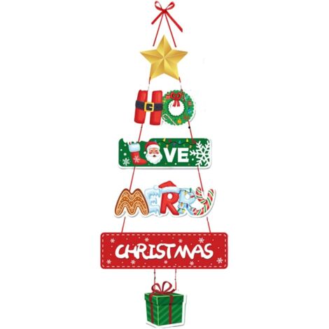 Adorno colgante de Papá Noel para puerta, fácil de instalar, decoración para interiores y exteriores, corona colgante para fiestas, tipo D (1/4)