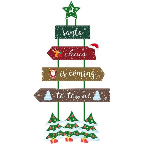 Adorno colgante de Papá Noel para puerta, fácil de instalar, decoración para interiores y exteriores, corona colgante para fiestas, tipo A (1/5)