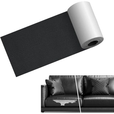 1 pegatina para reparación de asientos de coche, 7,6 x 152,4 cm, pegatina para reparación de sofás, resistente a arañazos y al desgaste, apta para la mayoría de los coches (negra)