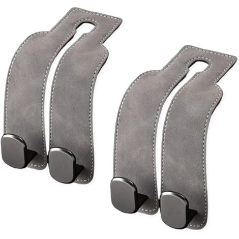 Juego de 2 ganchos para reposacabezas de asientos de coche para furgonetas GMC Hummer EV, ganchos dobles para bolsos, carteras y monederos (gris). (1/3)