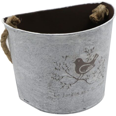 Macetas colgantes - Jarrón de pared semicircular galvanizado, decoración para interiores y exteriores, ideal para plantas suculentas, hierbas y otros productos en jardines y patios de granja.