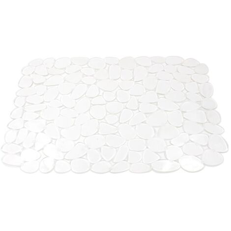 Alfombrilla de fregadero, rayada, apta para lavavajillas, cortada, de plástico, 40 x 30 cm, blanca