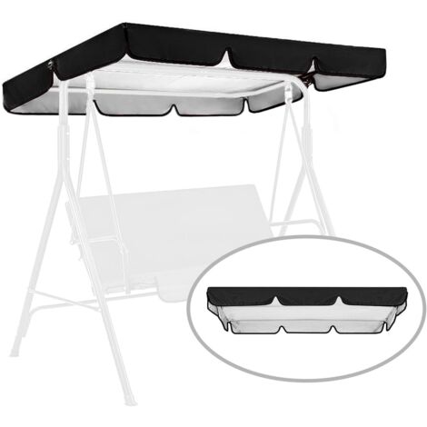 Toldo de repuesto para columpio de patio exterior, funda impermeable para columpio de porche, funda para hamaca de jardín, solo toldo (negro, 164 x 114 x 15 cm) (1/5)