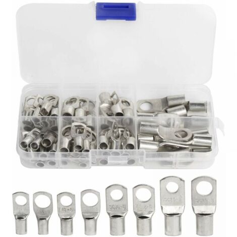 60 conectores eléctricos SC de cobre estañado con orificio para perno, para crimpar/soldar, para cables de 6 m, 8 m, 10 m, 16 m y 25 m.