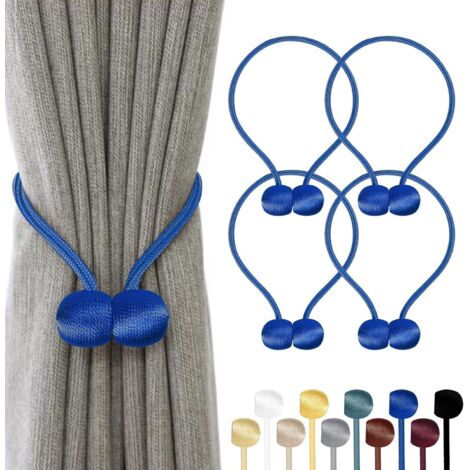 Juego de 4 sujetacortinas magnéticos trenzados para decoración del hogar o la oficina (Azul oscuro) (1/5)