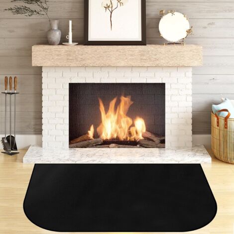 Tapete ignífugo en forma de D para chimenea, 102 cm x 50 cm, apto para chimeneas y estufas de leña. (1/5)