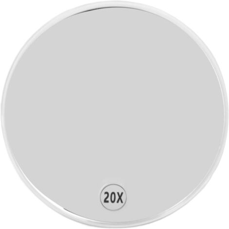 Espejo de maquillaje con aumento 20X, 3 ventosas, ahorra espacio, espejo redondo portátil con fuerte succión para baño (blanco) (1/5)