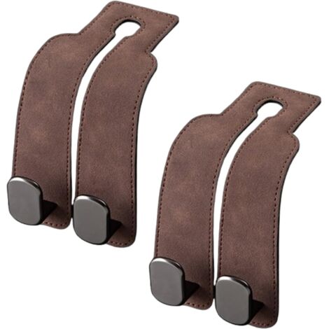 Juego de 2 ganchos para reposacabezas de asientos de coche para furgonetas GMC Hummer EV, ganchos dobles para bolsos, carteras y monederos (marrón) (1/3)