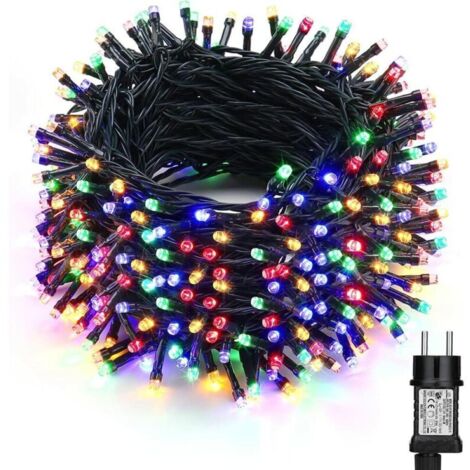 Guirnalda de luces LED para exteriores de 10 m, 100 LED multicolor con enchufe para Navidad, bodas, fiestas, hogar y jardín. (1/3)