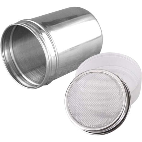 Espolvoreador de azúcar glas con tapa - Espolvoreador de malla fina de acero inoxidable para azúcar glas con canela, cacao en polvo, harina, chocolate, café, capuchino y latte. (1/4)