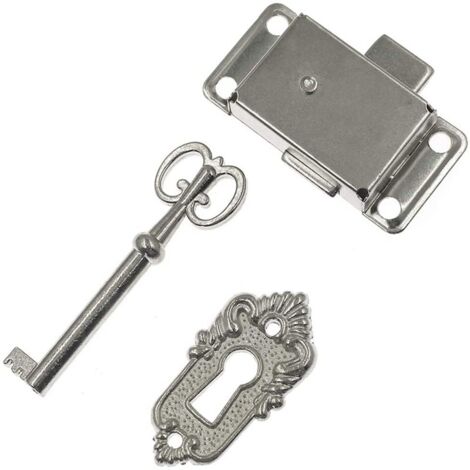 Cerraduras de armario de 2 piezas, cerraduras decorativas antiguas para muebles con llaves, cerraduras decorativas cuadradas antiguas clásicas, cerraduras para cajones de muebles de cocina (níquel bla
