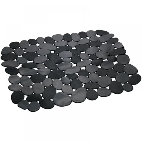Alfombrilla para fregadero, rayada, apta para lavavajillas, cortada, de plástico, 40 x 30 cm, negra