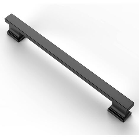 Juego de 2 tiradores de armario de cocina en negro mate (distancia entre centros de 128 mm), tiradores de armario, herrajes para armarios de cocina, tiradores para cajones