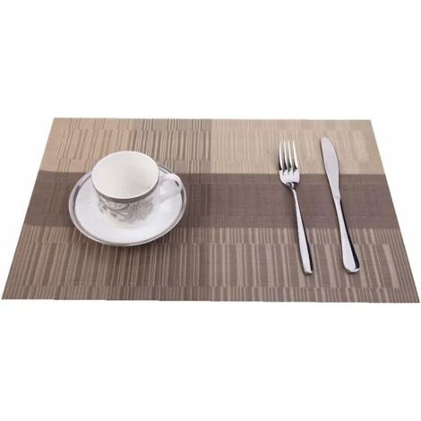 Juego de 6 manteles individuales de PVC lavables, modernos, resistentes al calor y antideslizantes, para cocina y comedor, 45 x 30 cm (degradado gris y blanco).