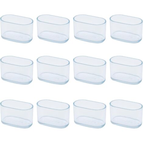 Protectores para patas de sillas, protectores ovalados de silicona para patas de muebles, protección contra arañazos en el suelo, 12 unidades transparentes de 15 x 30 mm