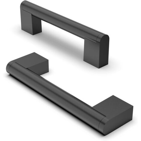 Tiradores para muebles (2 unidades, 224 mm de separación entre orificios), de acero inoxidable, para armarios, color negro (1/5)