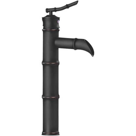 Grifo monomando para baño, moderno, de un solo orificio, para lavabo, agua fría y caliente (negro, 3D). (1/5)