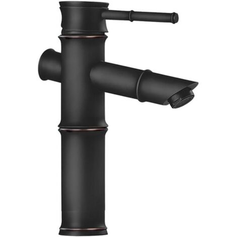 Grifo monomando para baño, moderno, de un solo orificio, para lavabo, agua fría y caliente (negro, 2 unidades) (1/5)
