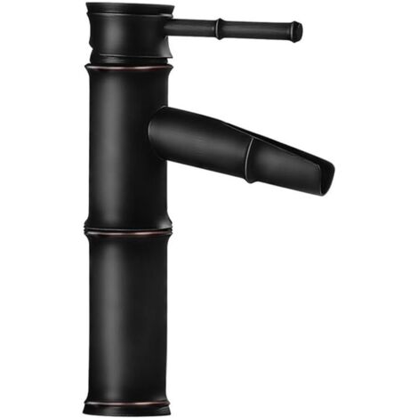 Grifo monomando para baño, moderno, de un solo orificio, para lavabo, agua fría y caliente (negro, 2 A) (1/5)