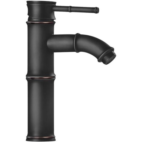 Grifo monomando para baño, moderno, de un solo orificio, para lavabo, agua fría y caliente (negro, 2B) (1/5)