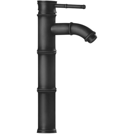 Grifo monomando para baño, moderno, de un solo orificio, para lavabo, agua fría y caliente (negro, 3B). (1/5)