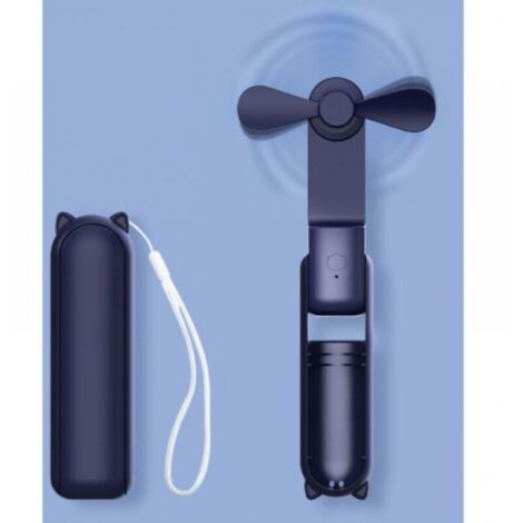 Ventilador de bolsillo, mini ventilador portátil de mano, batería recargable por USB (21-32 horas), ventilador personal plegable y silencioso con batería externa y linterna (azul) (1/5)