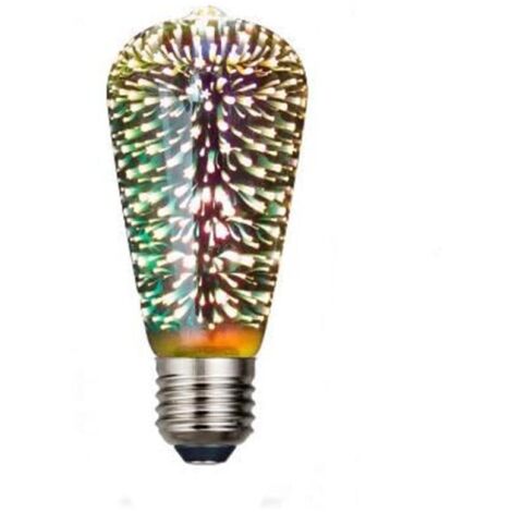1 unidad de bombilla LED Edison vintage, ST64, filamento con efecto de fuegos artificiales, color blanco cálido, 2700 K, decorativa, casquillo E27. (1/5)