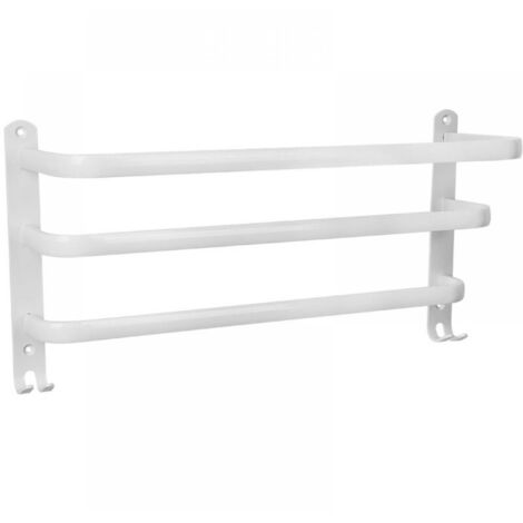 Toallero de pared para baño, de aluminio, con 3 barras, 60 x 21,5 x 7,5 cm, blanco (1/5)