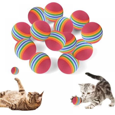 24 pelotas de arcoíris para gatos, juguete de interior, pelota pequeña de espuma, juguete interactivo para jugar en interiores y exteriores, deportes, caza, entrenamiento, ejercicio y diversión, 3,5 c