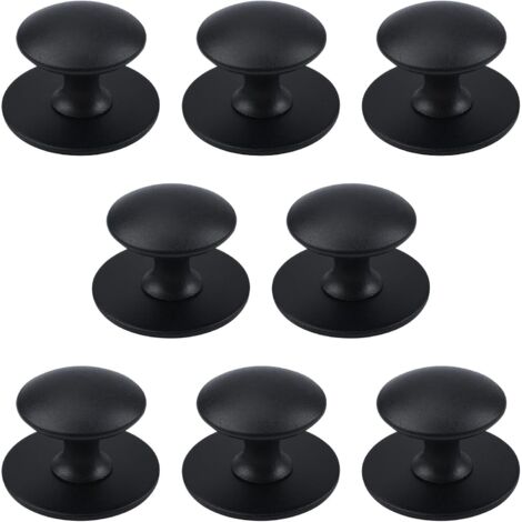 Juego de 8 pomos autoadhesivos instantáneos de acero inoxidable para ventanas, armarios y cajones, color negro mate (1/5)