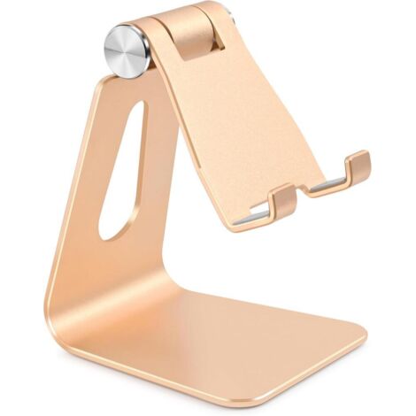 Soporte para teléfono móvil de aleación de aluminio, soporte de metal ajustable, base para teléfono de escritorio, soporte para teléfono inteligente, dorado (1/5)