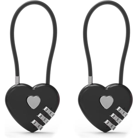 Cerradura de combinación pequeña para taquillas, cable antirrobo con código, candado negro, para equipaje, taquillas de gimnasio, cremalleras de mochilas, armarios (1/5)