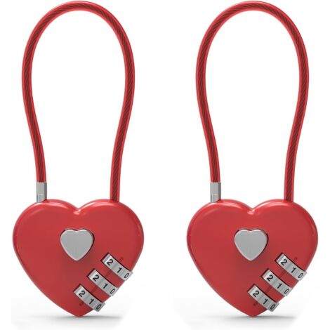 Cerradura de combinación pequeña para taquillas, cable antirrobo con código, candado rojo, para equipaje, taquillas de gimnasio, cremalleras de mochilas, armarios (1/5)