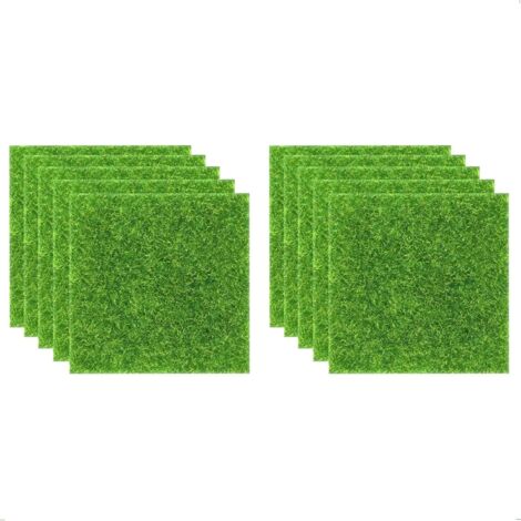 Juego de 10 cuadrados de césped artificial de 30 x 20 cm para manualidades, césped artificial, decoración de mini jardines DIY, cuadrados de césped sintético (1/5)