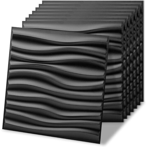 Art3d – Juego de 20 paneles decorativos de pared 3D, decoración de pared interior de PVC (19 pies cuadrados), 11.8" x 11.8", negro (A)