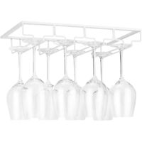 Estante para copas de vino bajo el gabinete: soporte de metal para copas, organizador de copas, colgador para barra de cocina, blanco, 4 niveles