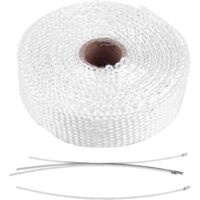 Cinta aislante blanca de 5 m x 50 mm para tubos de escape, con 10 bridas.
