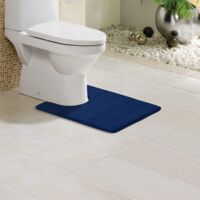 Alfombrilla de baño de espuma viscoelástica, antideslizante, suave, con orificios, 40 x 50 cm, absorbente, lavable, azul marino