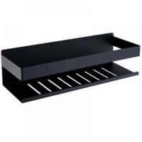 Estante de ducha autoadhesivo, estante de baño sin taladrar, cesta de ducha adhesiva de acero inoxidable SUS304, negro mate, 23 cm