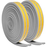 Burletes de espuma autoadhesivos para puertas y ventanas, resistentes al viento y al ruido (gris, 6 m x 2, tipo D)