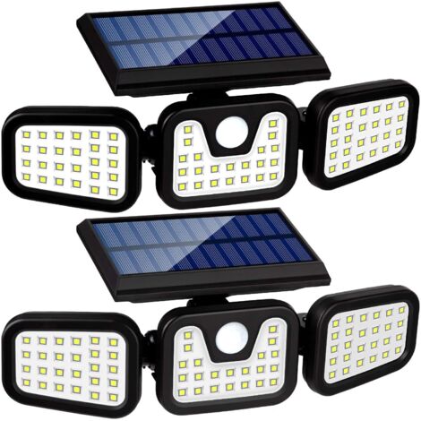 Ineasicer 2 Stück Solarleuchten für den Außenbereich, 74 LED-Sicherheitslampe mit Bewegungsmelder und 270°-Weitwinkel & IP65-Wasserdichtigkeit, Solar-Wandleuchten für Garten, Wand, Eingang, Parkplatz (1/5)