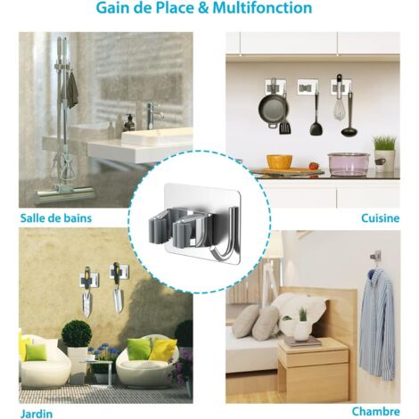 4er-Set Selbstklebende Besenhalterung – Aus ABS, Drehbar, Ohne Bohren, Wasserdicht – Für Besen, Mopps, Staubsauger In Küche, Bad & Garage
