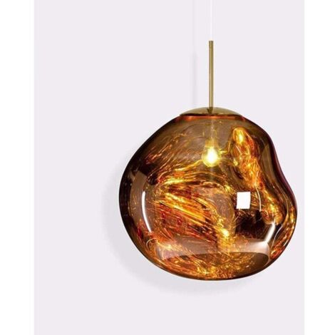 Belle Melt Mirror Ball Lampe Lava pendentif en verre suspendu lumières irrégulière Creative Light en forme E27 Plafonnier moderne Loft Bar Cuisine Htel Restaurant Chandelier-36cm(Color : Or) (1/5)
