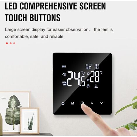 Produktbild von Touch-Smart-Fußbodenheizungsthermostat 90–240 V AC – Mit LCD, ±1 °C Genauigkeit, Programmierbar, Für Hotel, Büro, Zuhause