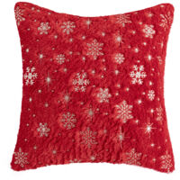 Kissenbezug, Weihnachtskissenbezug, Dekorativer Paillettenkissenbezug, Schneesilber, für Wohnzimmer, Rot, 40x40cm